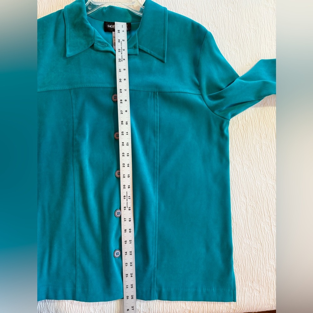 Sag Harbor Suede Jacket Turquoise Size 16p - image 7